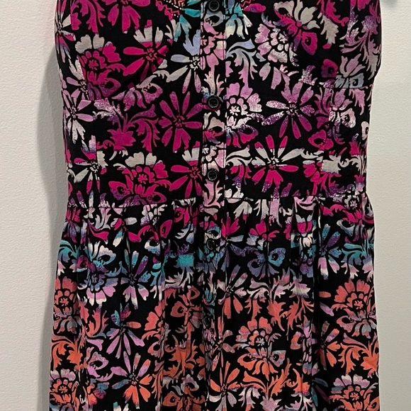 Band of Gypsies Multicolor Vibrant Floral Mini Spaghetti Strap Dress Size L - Picture 3 of 11